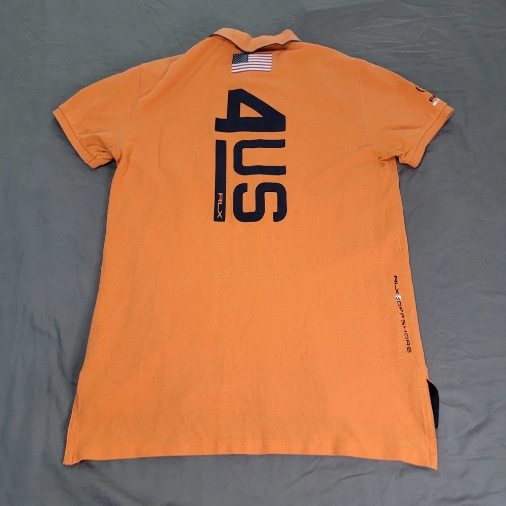 RLX Ralph Lauren Polo Men's Medium Orange Big Pony US Offshore Racing Sailing